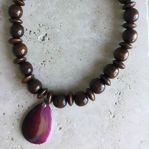 Handmade Magenta/Fuchsia charm large wooded beads